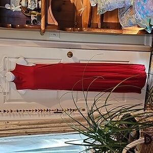 NEWPORT NEWS Dress XS red maxi dress, sleeveless, turtleneck, stretchy sexy NWOT